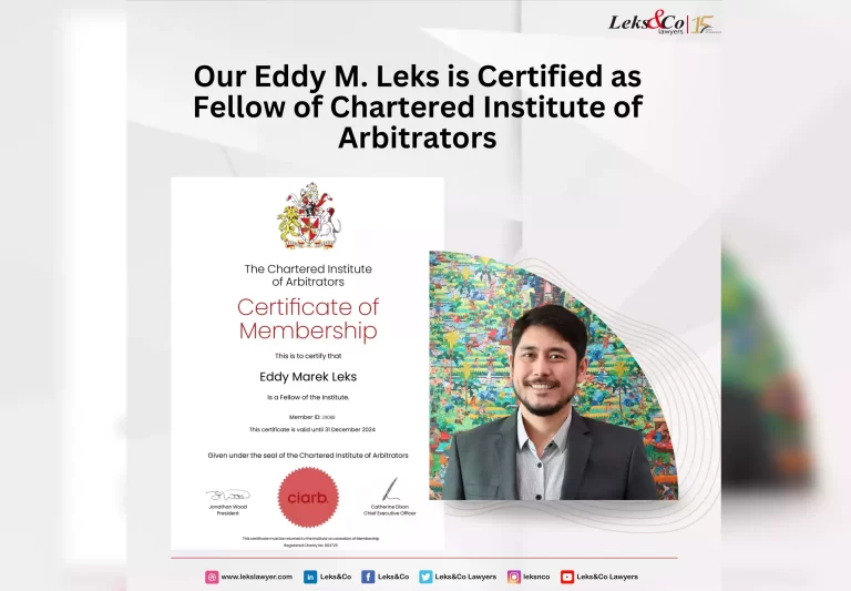 Our Eddy M. Leks is Certified as Fellow of Chartered Institute of Arbitrators